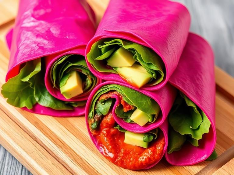 Beetroot Wrap with Spicy Hummus & Avocado