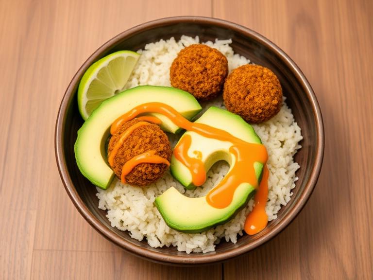 Falafel Rice Bowl with Chilli Mayo