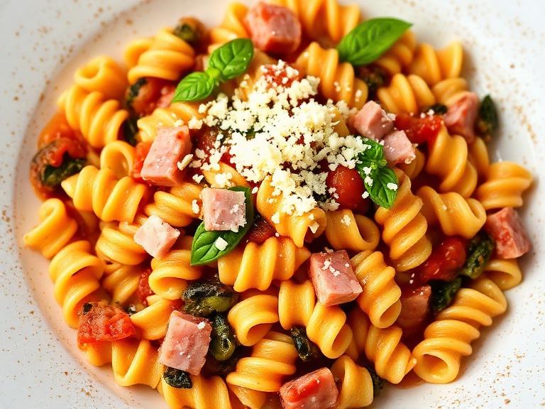 Fusilli with Veggie Sauce & Ham