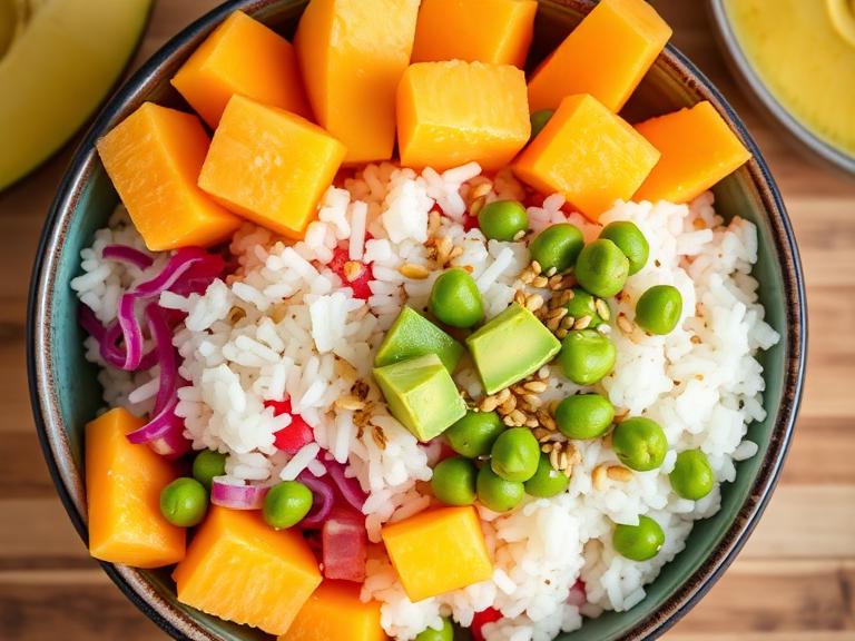 Melon, Mango & Avocado Poke Bowl