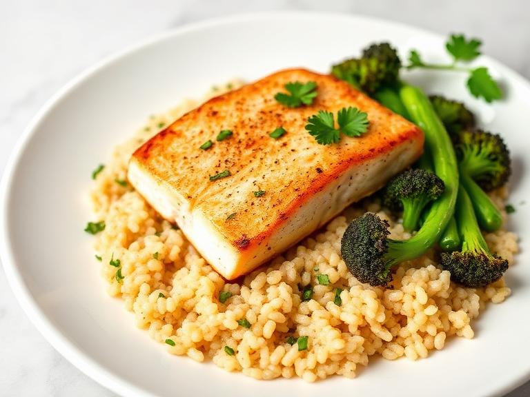 Pearl Couscous with Salmon & Broccoli