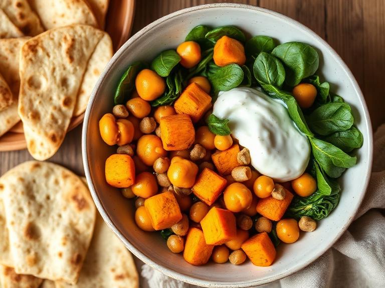Pumpkin & Chickpea Bowl with Naan
