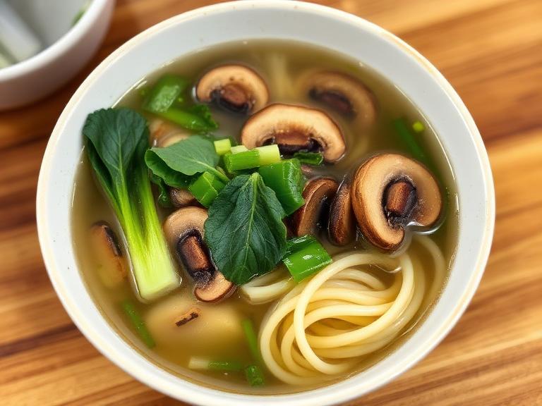 Veggie Noodle Soup with Shiitake & Pak Choi